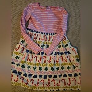 Hanna Andersson Pink Striped Dress with Candy Cane Print Christmas Sz 10 140cm